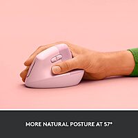 Logitech Lift Vertical Ergonomic Mouse, Wireless, Bluetooth or Logi Bolt USB receiver, Quiet clicks, 4 buttons, compatible with Windows/macOS/iPadOS, Laptop, PC - Rose Right-Handed Mouse ROSE