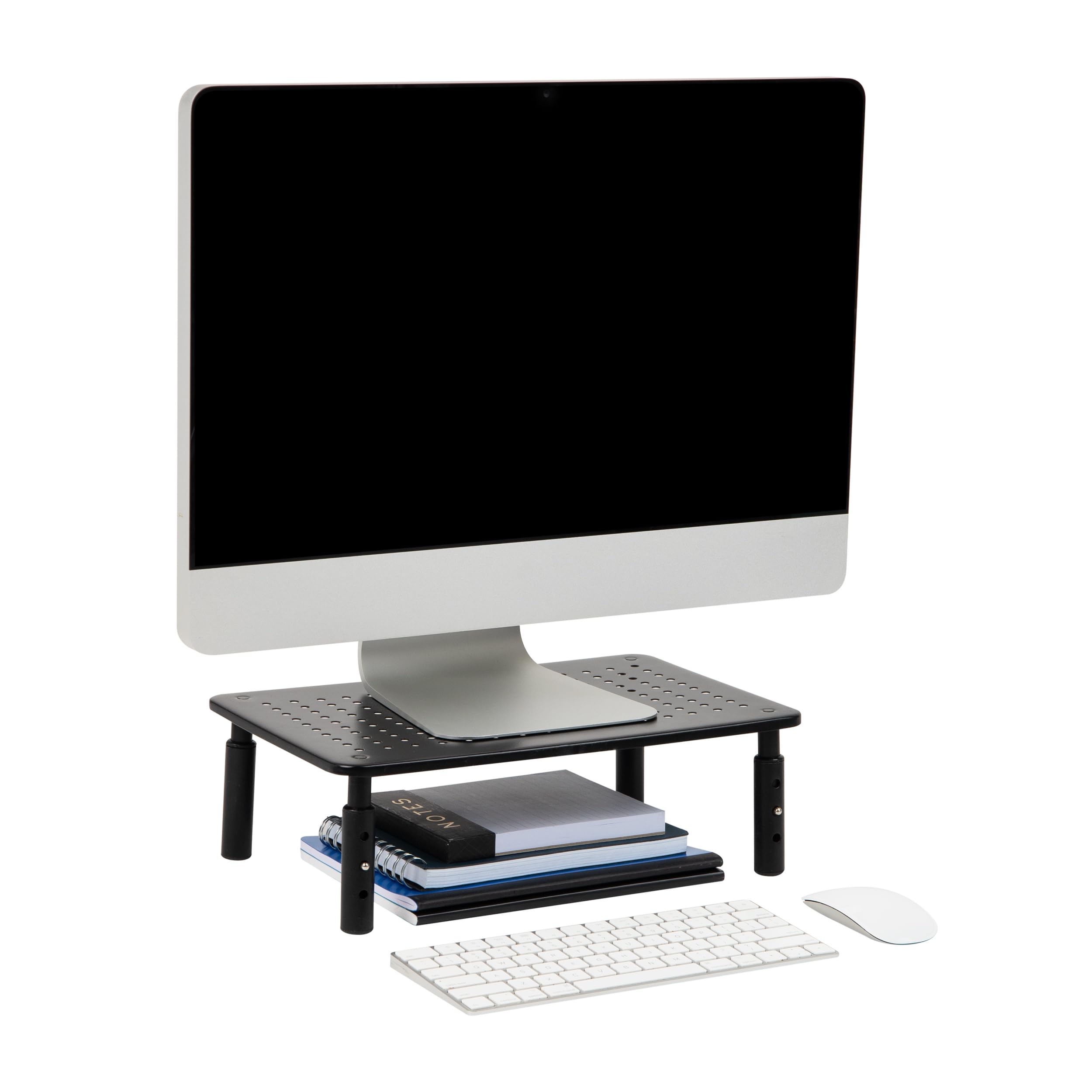 MIND READER Monitor Stand, Height Adjustable, Ventilated Laptop Riser, Metal, 14.5" L x 9.25" W x 4-5.5" H