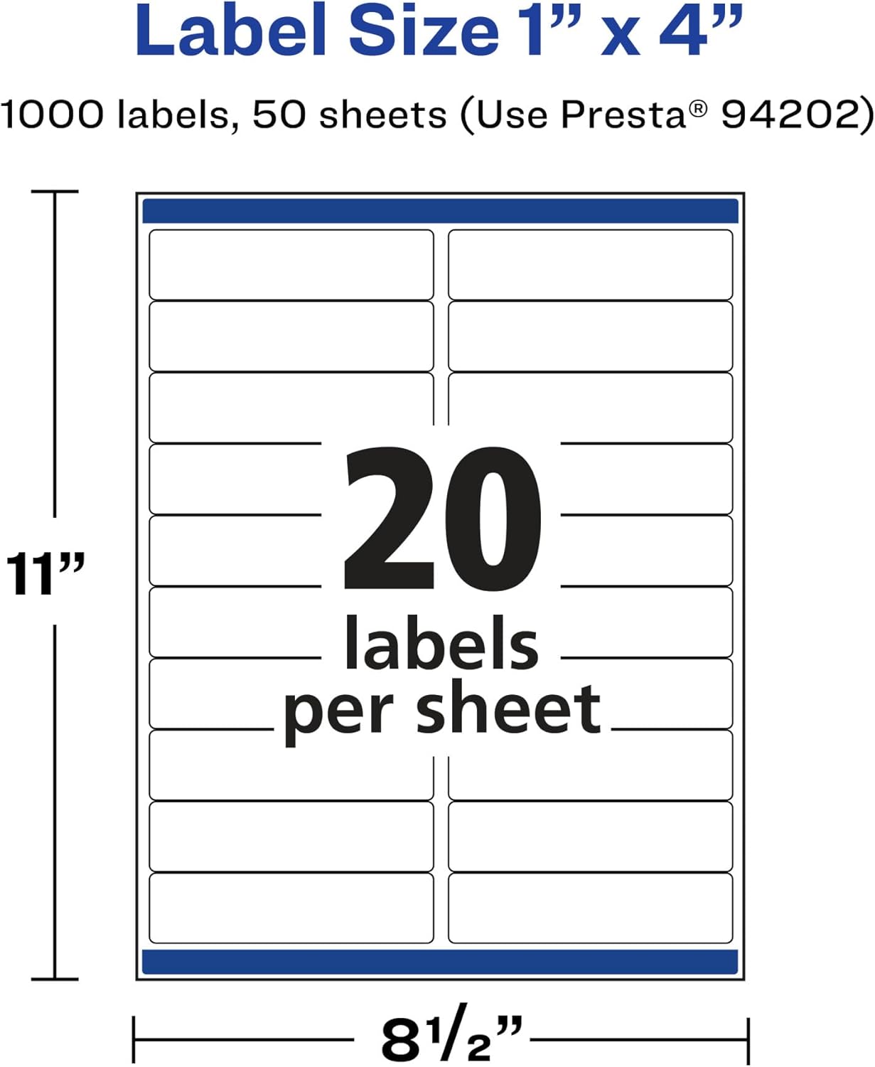 AVERY Matte White Rectangle Labels, Sure Feed Technology, 1" x 4"