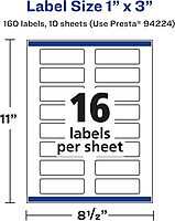 Avery Glossy Clear Rectangle Labels, Sure Feed Technology, 1" x 3"