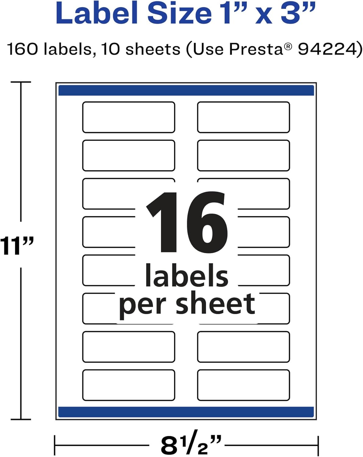 Avery Glossy Clear Rectangle Labels, Sure Feed Technology, 1" x 3"