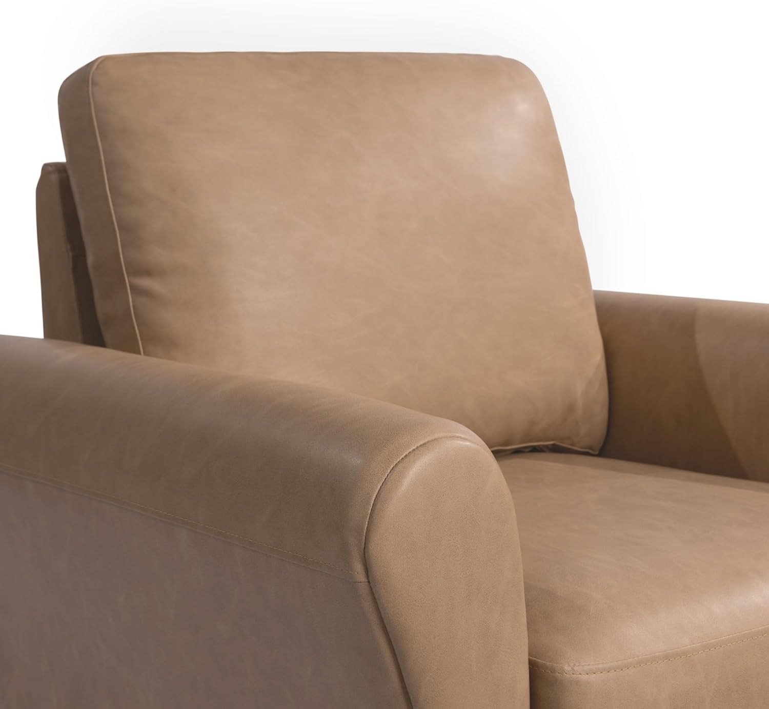 Lifestyle Solutions Winslow Faux Leather Chair With Rolled Arms, Light Brown/Black