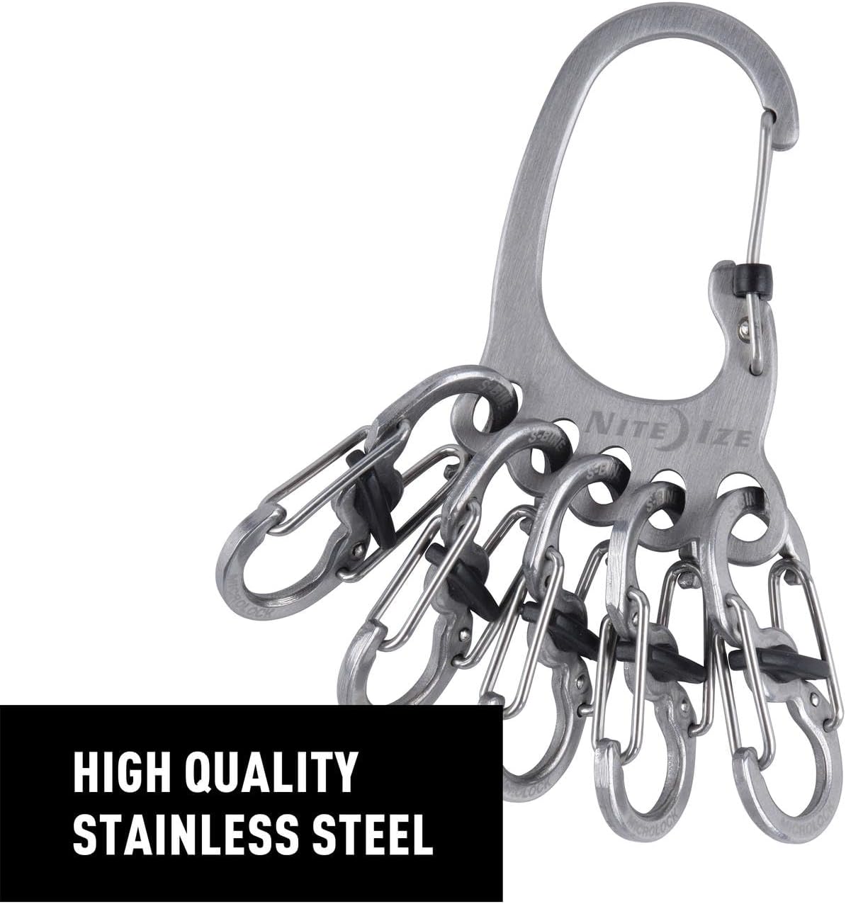 Nite Ize BigFoot Locker KeyRack Stainless Steel Key Holder with S-Biner MicroLocks