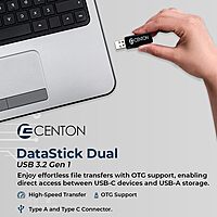 Centon Electronics S1-U3D2-16G Centon Datastick OTG USB 3.0 [USB A + USB C] 16GB, Black 1 Pack