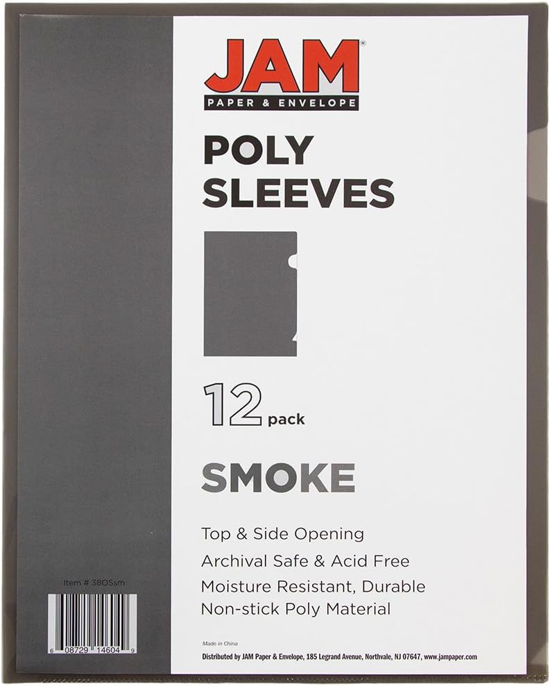 JAM PAPER Plastic Sleeves - Letter Size - 9 x 11 1/2 - Pack of 12