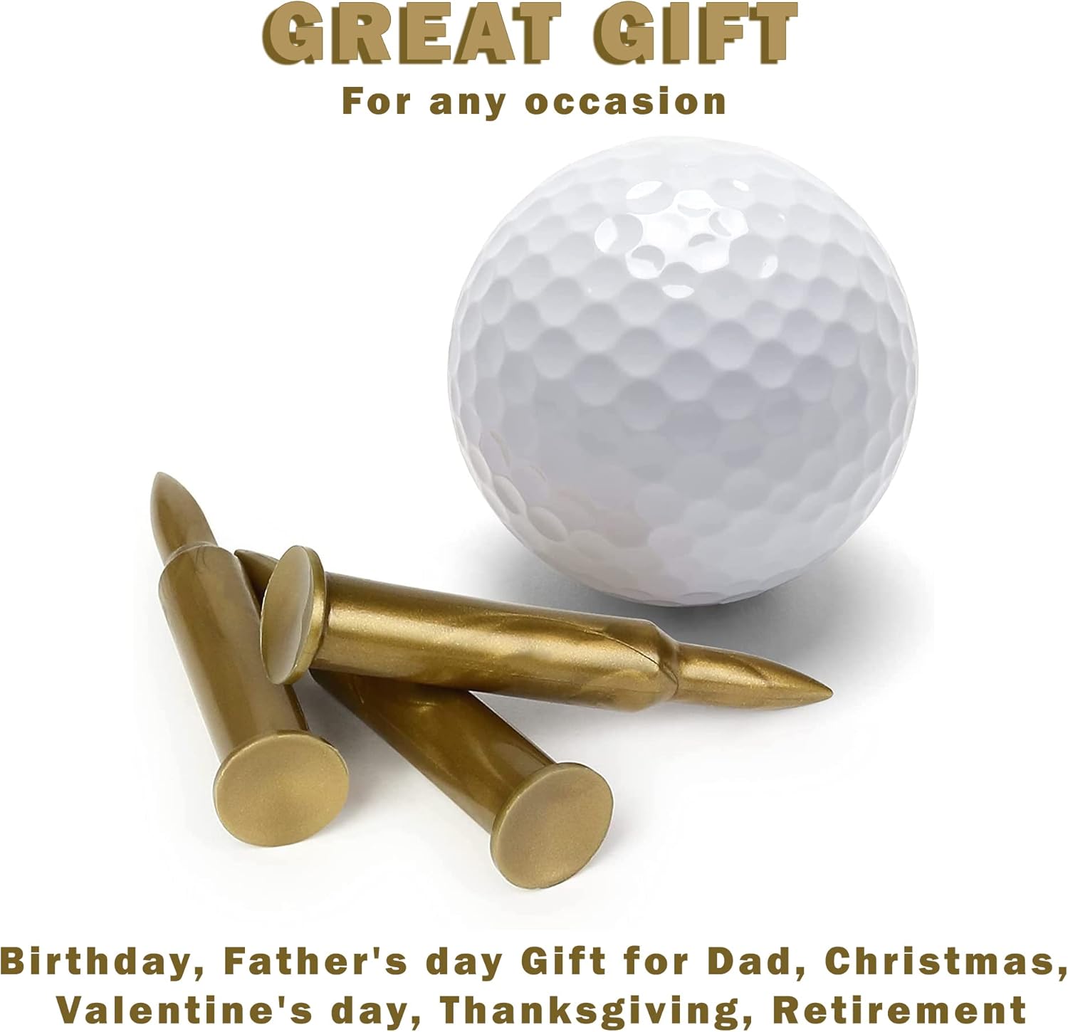 Caliber Gourmet Bullet Shaped Tactical Golf Tees System, Pack of 50 – Professional Golf Gifts for Men, Unique Christmas Gift