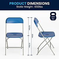 Flash Furniture Hercules Series Commercial-Grade Plastic Folding Chair - 650LB Weight Capacity