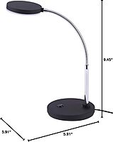 Bostitch Office LED Metal Gooseneck Desk Lamp, Flicker Free, Adjustable Head (VLED1800BK), Black