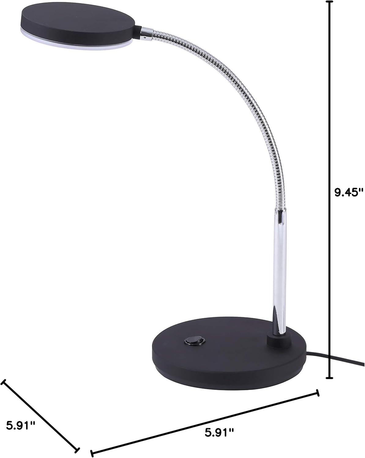 Bostitch Office LED Metal Gooseneck Desk Lamp, Flicker Free, Adjustable Head (VLED1800BK), Black