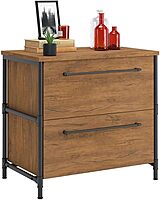 Sauder Iron City 31inW x 20inD Lateral 2-Drawer File Cabinet, Checked Oak