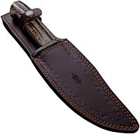 BucknBear Custom Handmade 1095 Damascus Fixed Blade Bowie Hunting Knife (Stag Handle)