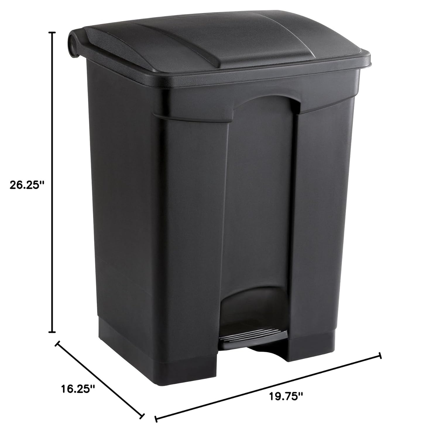 SAFCO Step On Plastic Trash Can with Foot Pedal, Hands Free Indoor All-Purpose Waste Bin