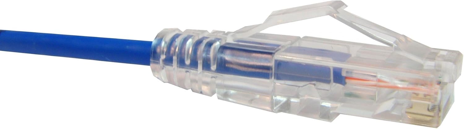Unirise USA Clearfit Slim Cat6 Patch Cable, 28AWG, Snagless, Blue, 1ft CS6-01F-BLU
