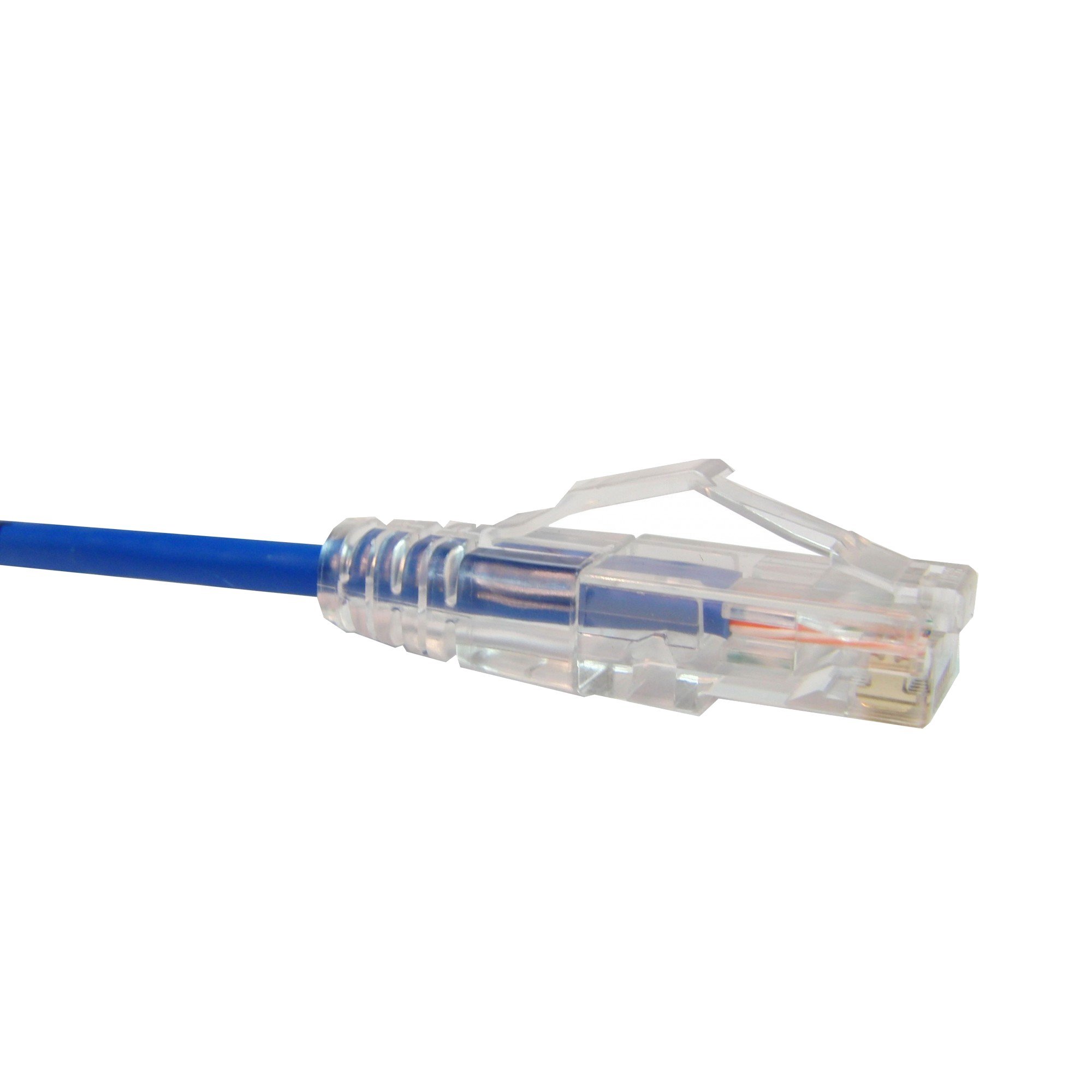 Unirise USA Clearfit Slim Cat6 Patch Cable, 28AWG, Snagless, Blue, 1ft CS6-01F-BLU
