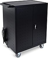Luxor 32-Device Charging Cart With Timer, 38-1/4inH x 28-1/2inW x 21inD, Black