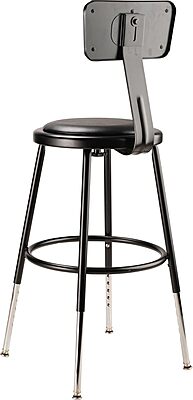 NPS 19"-27" Height Adjustable Heavy Duty Vinyl Padded Steel Stool with Backrest