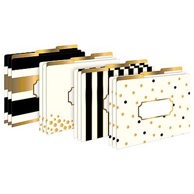 BARKER CREEK Designer File Folders Set of 12, Gold, Multi-Design Set with Gold on Outside, Cream on Inside, Letter-Size 1/3 Cut Tabs, Pack of 12 (1337) 12pt Cardstock