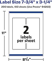 Avery Glossy White Rectangle Labels, Sure Feed Technology, 7.75" x 3.25", Print-to-The-Edge, Permanent Adhesive, Laser/Inkjet Printable