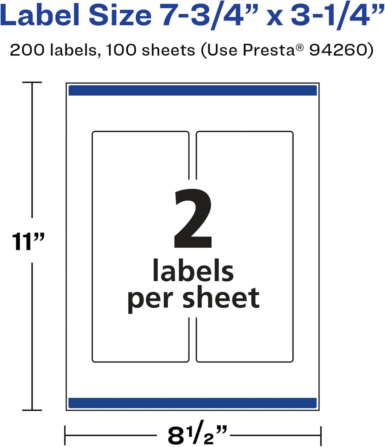 Avery Glossy White Rectangle Labels, Sure Feed Technology, 7.75" x 3.25", Print-to-The-Edge, Permanent Adhesive