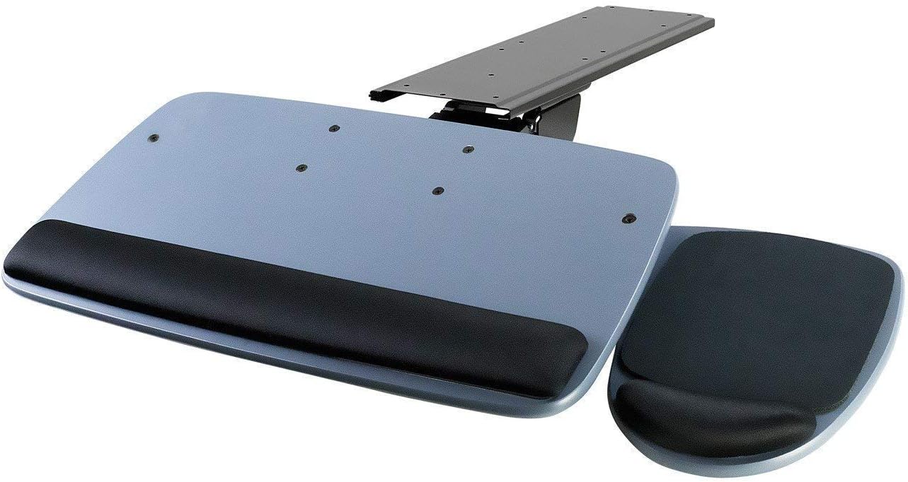 Mount-It! Under Desk Keyboard Tray, Adjustable Keyboard and Mouse Drawer Platform with Ergonomic Wrist Rest Pad