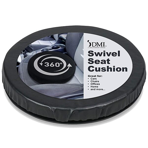 HealthSmart 360 Degree Swivel Seat Cushion, Chair Assist for Elderly, Swivel Seat Cushion for Car, Twisting Disc, Black Leather, 15 Inches in Diameter 15 Diameter Black Leather