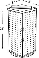 Azar Displays Four-Sided Revolving 8" W x 20" H Counter Pegboard Display with 24 Hooks