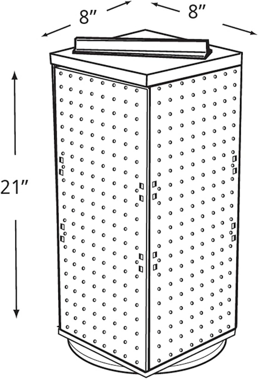 Azar Displays Four-Sided Revolving 8" W x 20" H Counter Pegboard Display with 24 Hooks