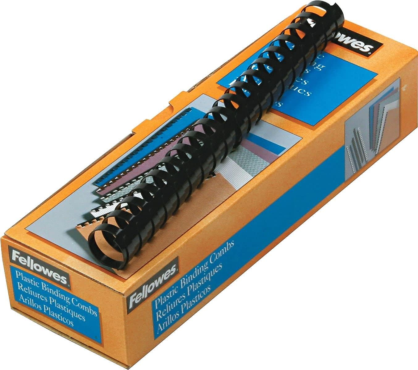 Fellowes Plastic Comb Bindings, 1 Inch, 200-Sheet Capacity, Black, 10 per Pack (52383)