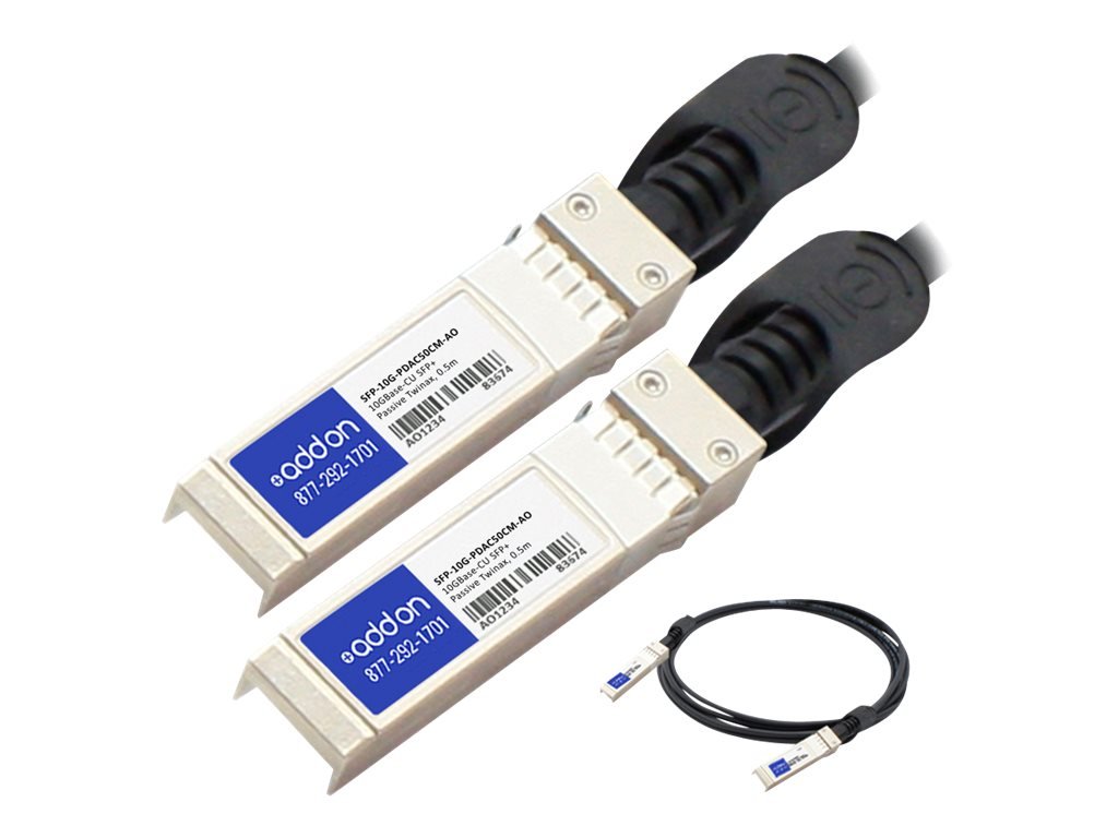 Add-On Computer MSA & TAA Compliant 10GBase-CU SFP+ to SFP+ Direct Attach Cable (SFP-10G-PDAC50CM-AO)