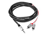 WOVEN FABRIC BRAIDED 3.5MM STEREO MALE TO RCA MALE CABLE - 2M (6.6FT)