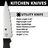 SPYDERCO Lightweight Kitchen Utility Knife with MBS-26 Stainless Steel Blade and Polypropylene Handle