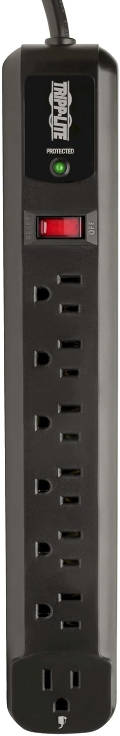 TRIPP LITE 7-Outlet Surge Protector Power Strip (6 Right-Angle + 1 Transformer), 4 ft Cord