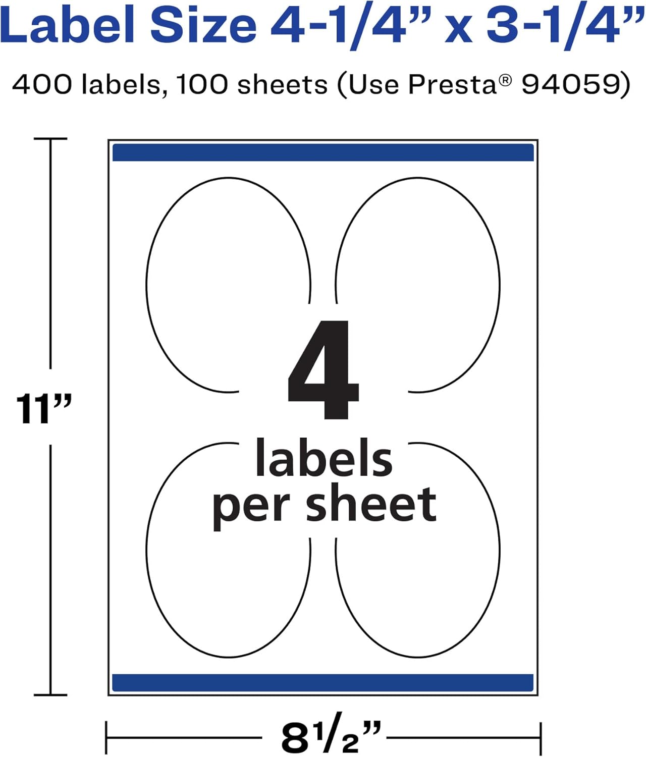 Avery Durable Waterproof Oval Labels, Sure Feed Technology, 4.25" x 3.25"