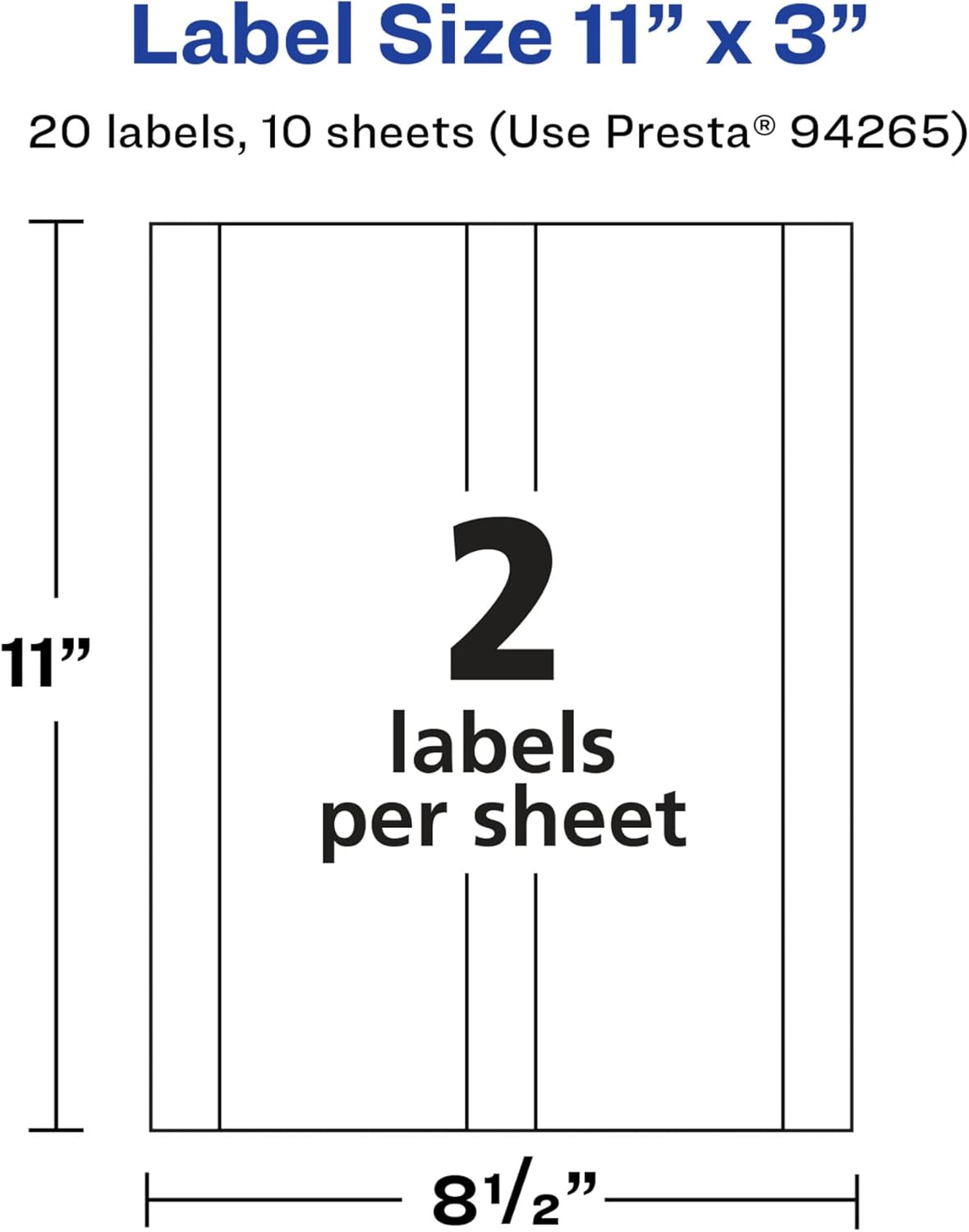 Avery Glossy White Rectangle Labels, 11" x 3", Permanent Adhesive, Laser/Inkjet Printable