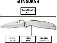 Spyderco Endura 4 Folding Pocket Knife with 3.8 in Blade and FRN Handle