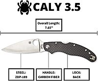 Spyderco Caly Prestige Knife with 3.40" ZDP-189 Stainless Steel Blade and Black Carbon Fiber Handle - PlainEdge - C144CFPE