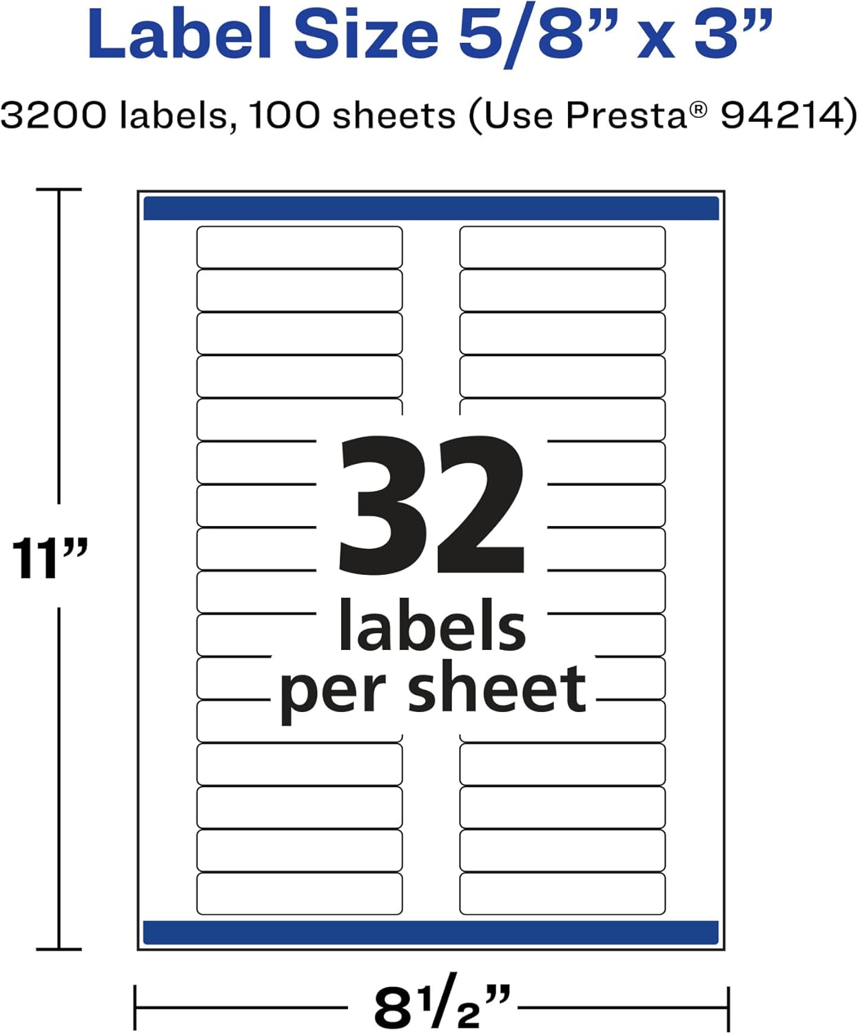 Avery Matte White Rectangle Labels, Sure Feed Technology, 5/8" x 3"