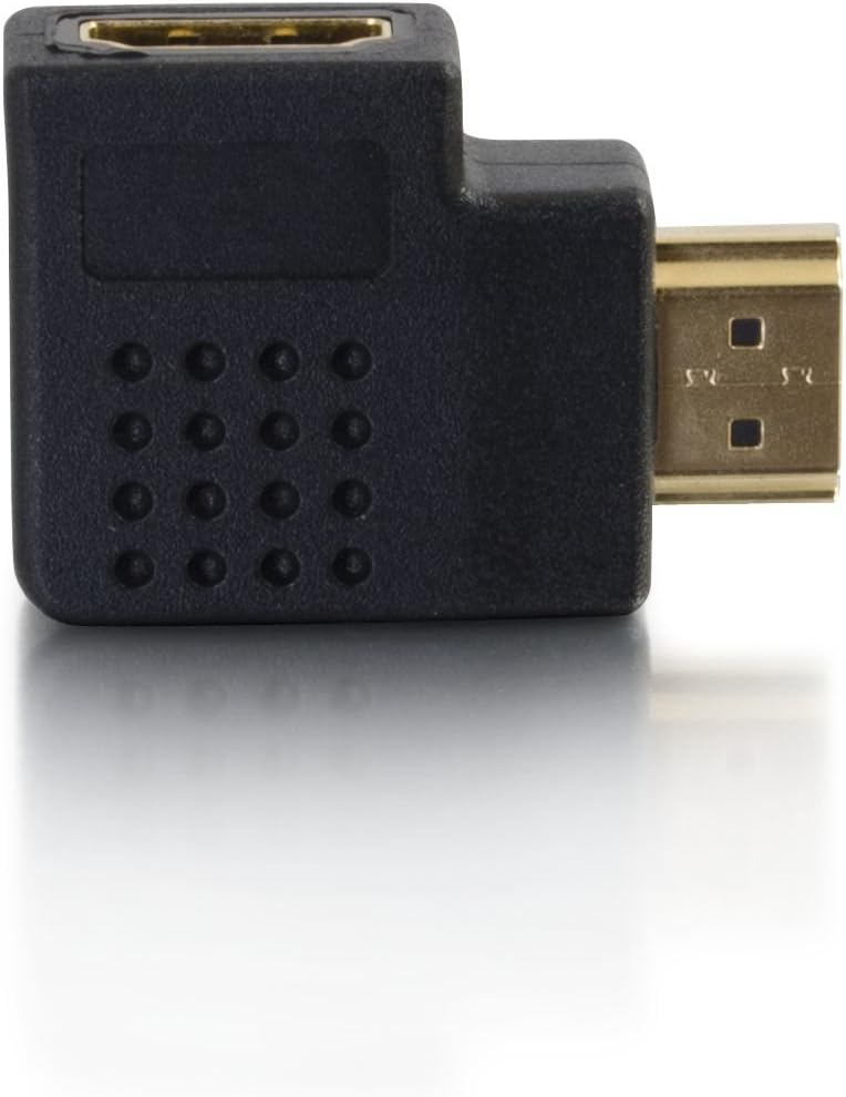 C2G HDMI Adapter, HDMI Right Angle Adapter, Fits in Tight Spaces, for Wall Mounted TVs, Black, Cables to Go 43290