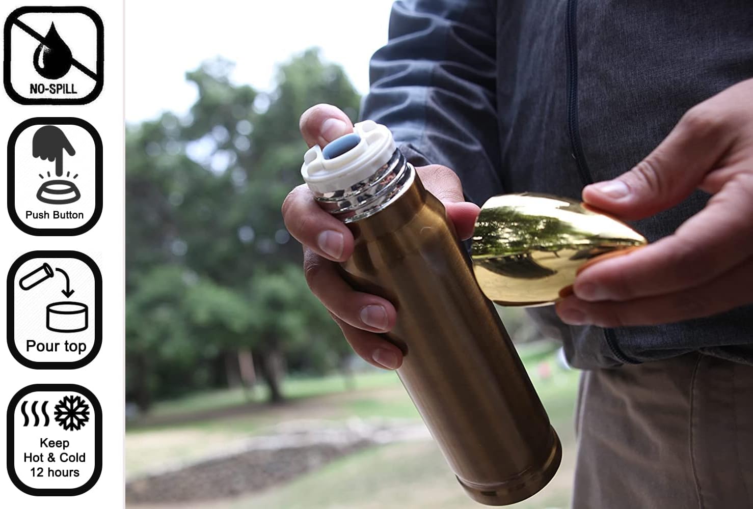 CALIBER GOURMET Bullet Thermos Bottle Vacuum Insulated Stainless Steel