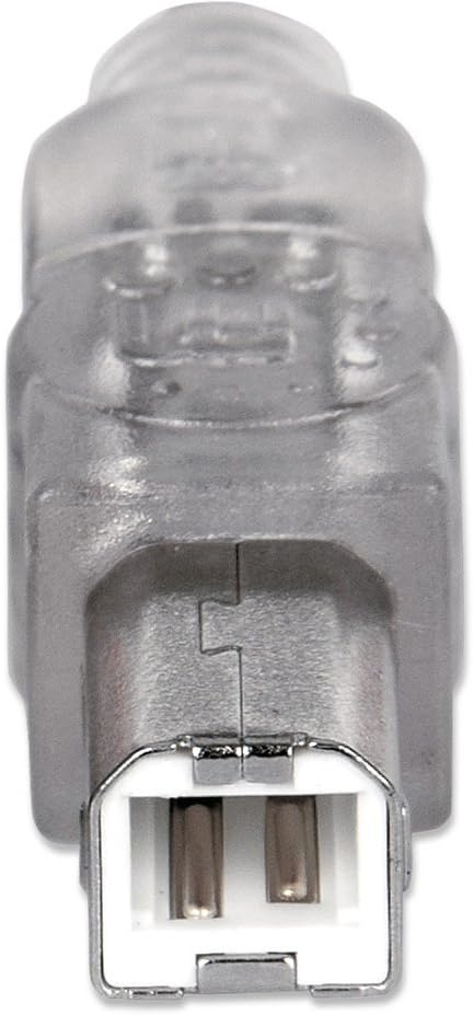 Manhattan A Male/B Male, 1.8m (6 Feet) Translucent Silver Hi-Speed USB Device Cable (333405)