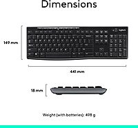 Logitech 920004536 MK270 Wireless Combo Keyboard/Mouse USB Black