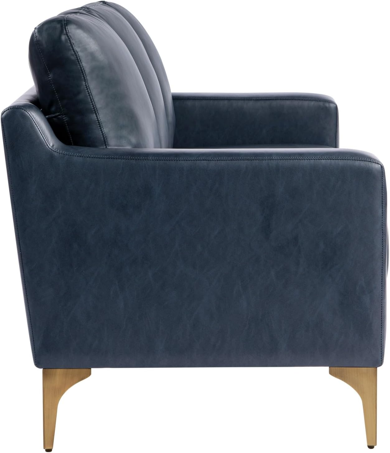 Serta Florence Faux Leather Sofa, 35inH x 78inW x 33-1/2inD, Navy