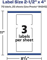 Avery Durable Waterproof Rectangle Labels, Sure Feed Technology, 2.5" x 4"