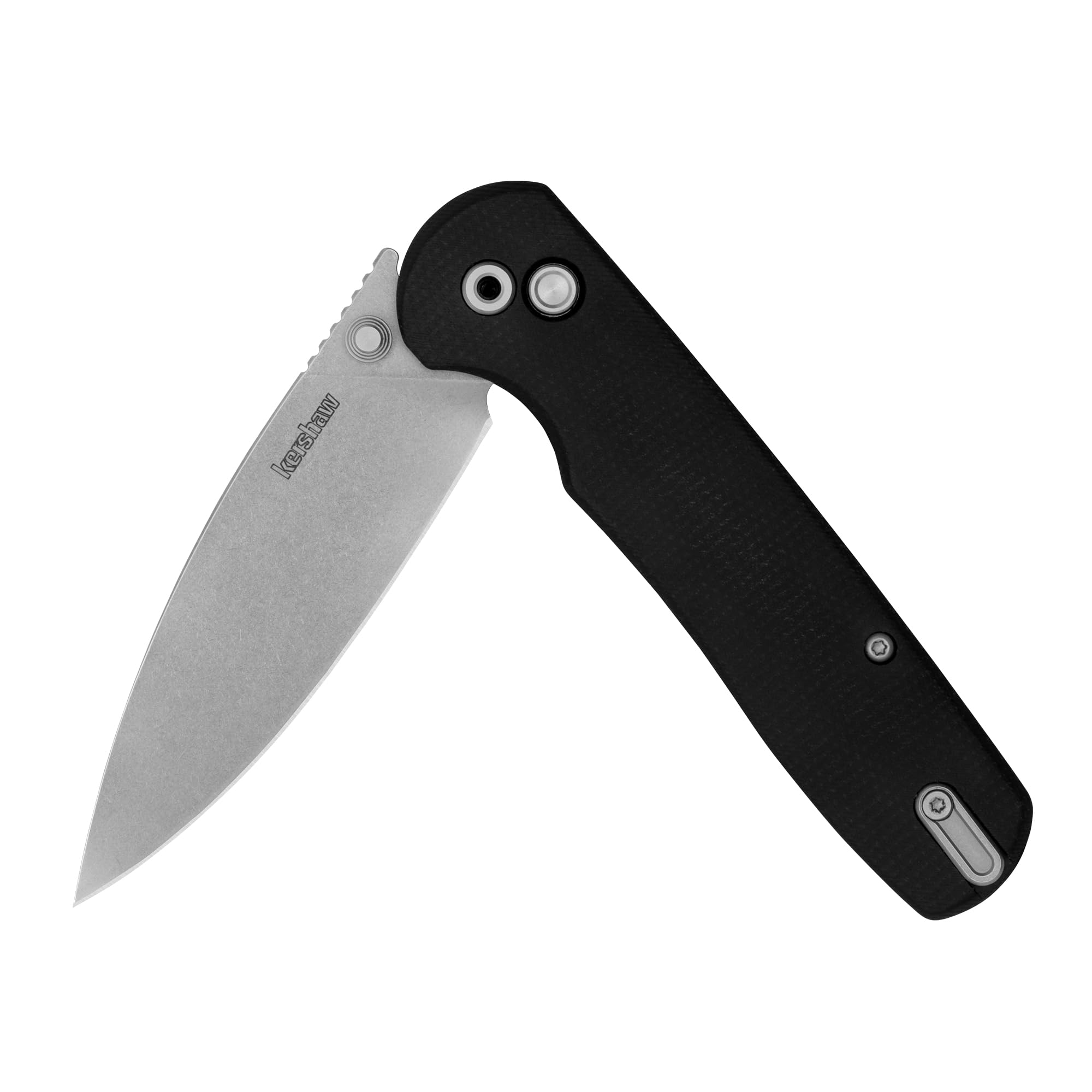 Kershaw Remnant Folding Pocket Knife, 3.25 inch D2 Stonewashed Steel Blade, Black Micarta Handle, Spear Point Shape
