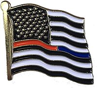 THIN LINE TACTICAL Thin Blue Line American Flag Lapel Pin