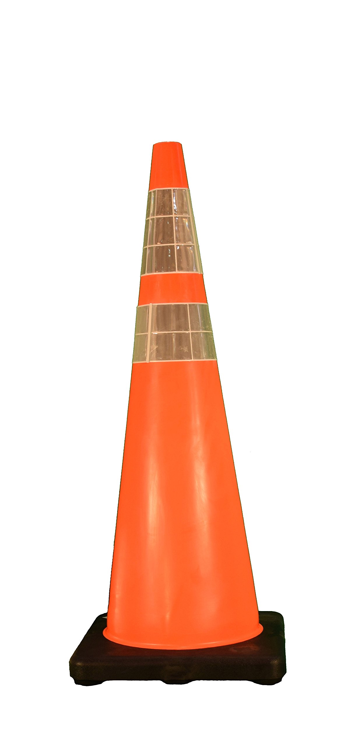 Cortina Traffic Cone, Vinyl with Black Base and 6"/4" Reflective Collar 03-500-06, 36" Height, Red/Orange 36 Inch