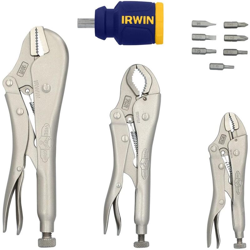 IRWIN 2077703 Vise-Grip Fast Release Locking Pliers Set with Free 8-in-1 Multi-Tool, 3-Piece One Size