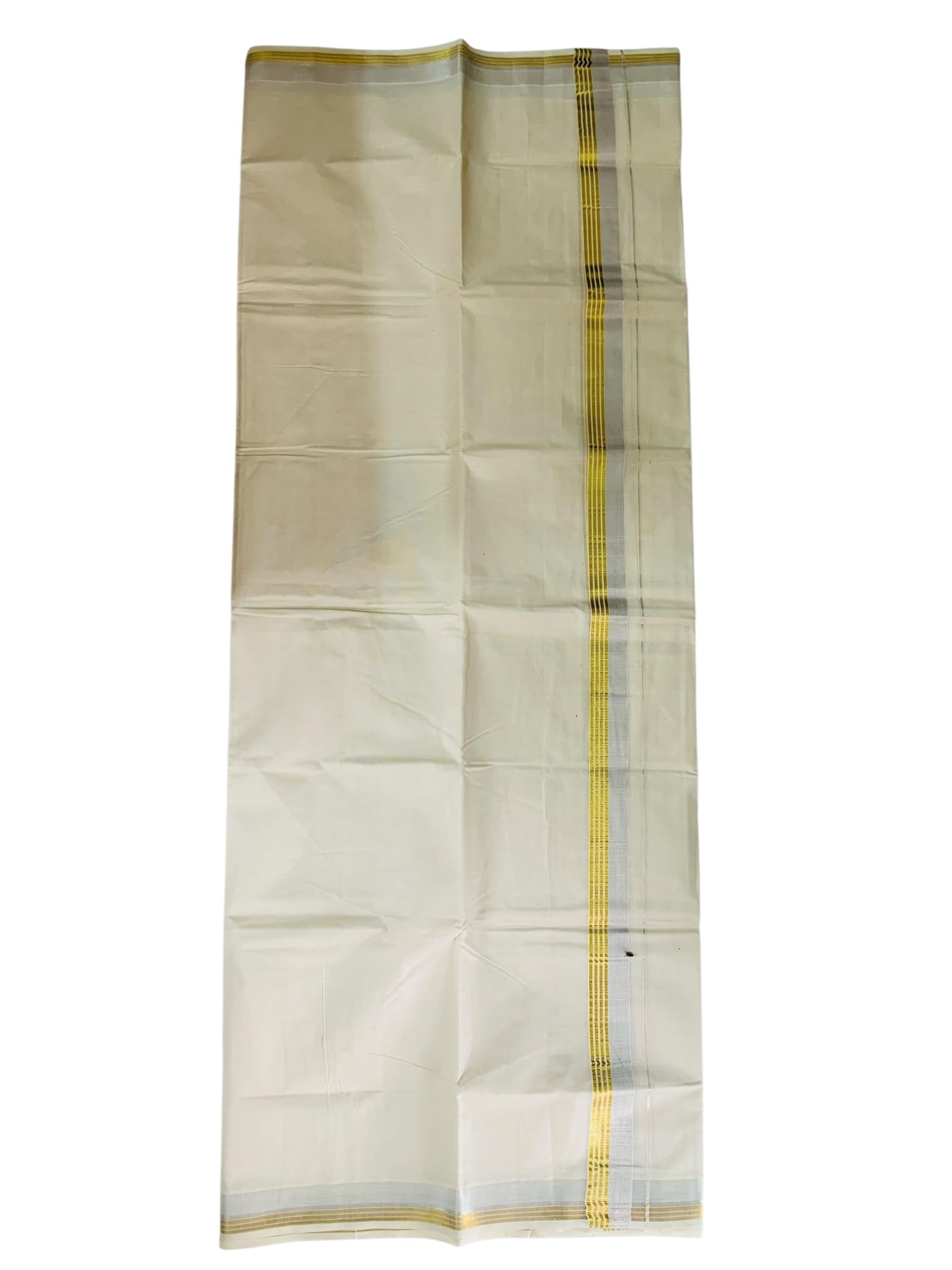 Kuthampully Men's Kerala Kasavu Dhothi Cotton | Golden Kerala Kasavu Mundu | Plain Cotton Dhoti For Men | Traditional South Indian Kasavu Mundu | EKM-886 | Pack -1