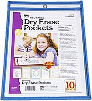Charles Leonard Dry Erase Pockets, 9" x 12", Assorted Colors, Set of 30 (29030)