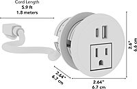 Bush Business Furniture 2-inch Desktop Power Grommet with AC Outlet and USB-A/USB-C Ports